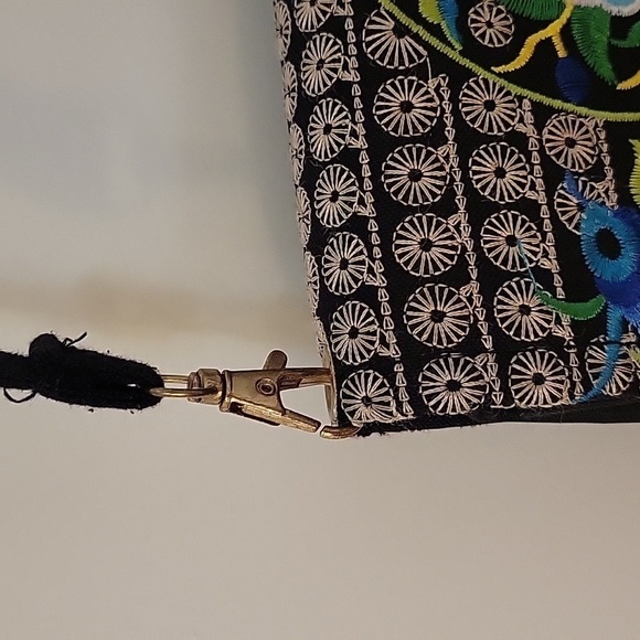 3/$30 BLUE Floral Embroidered Mexican Micro Crossbody Festival Bag - Picture 5 of 7